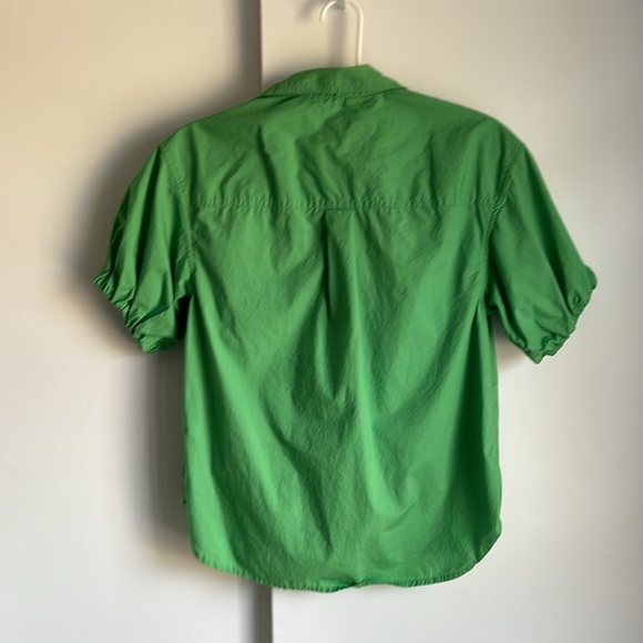 J. Crew Puffed sleeve green shirt - Picture 2 of 3